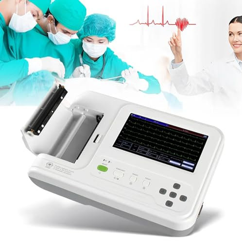 PtaTt 12 Ableitungen EKG-Monitor Tragbarer 7-Zoll-LCD-Touchscreen Digitaler 6-Kanal-Elektrokardiograph EKG/EKG-Gerät