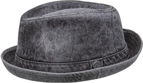 CHILLOUTS Sligo Hat - Pork Pie Hut Herren/Damen, 100% Baumwolle, Unisex Sommerhut, Tampa Hut, Atmungsaktiv, S-M, grau