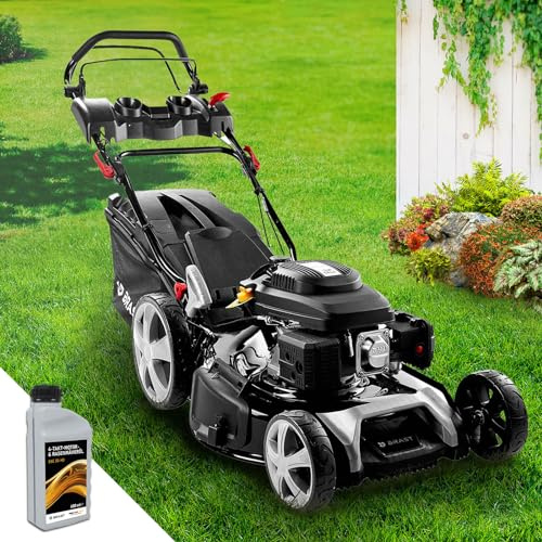 BRAST Benzin Rasenmäher mit Antrieb | 5,2kW (7PS) | 55cm Schnittbreite | viele Modelle | TÜV | 30-80mm Schnitthöhe | 60L Fangkorb | 4 Takt OHV Motor | Stahlgehäuse