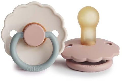 FRIGG Daisy Latex Schnuller | 2er-Pack | Daisy Block Naturkautschuk Schnuller | symmetrisce Kirschform | BPA-frei | Made in Dänemark | Latex Schnuller | Blush/Cotton Candy - Größe 1 (0-6 Monate)