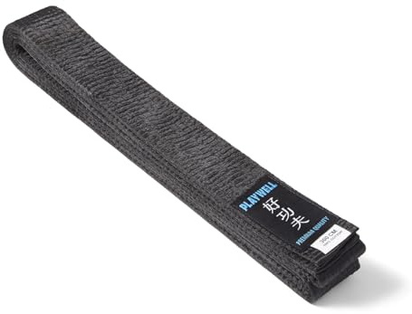 Playwell Martial Arts Schwarzer Instructors Satin-Gürtel, 4,4 cm breit, Schwarz , 220cm