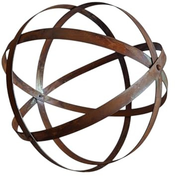 Bornhöft Gartenkugel aus Metall, Rostoptik, 50 cm, Dekorative Stahlband-Skulptur für Garten Edelrost rostige Gartendekoration