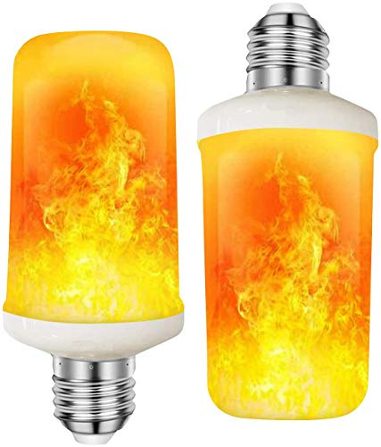Luminea Flammenlampe: 2er-Set LED-Lampen mit Flammeneffekt, 3 Beleuchtungs-Modi, E27, 2 W (Flammen LED, Flammen Lampe mit Feuereffekt, Kerzen)