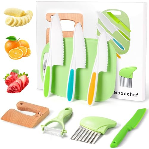 Kindermesser,8-teiliges montessori Spielzeug Sets,Montessori Messer für spielzeug ab 2 jahre, Kindersicheres Lernmesser,kinder schneideset,spielküche zubehör,Geschenk für kleine Köche(Fisch)