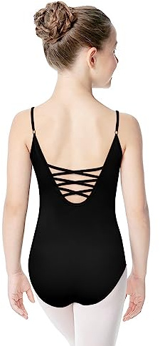 tanzdunsje Ballett Trikot Mädchen Damen Baumwolle - Ballettanzug mit Verstellbarem Riemen, Ballett Body TanzBody Gymnastikanzug Trikot Leibchen für Kinder