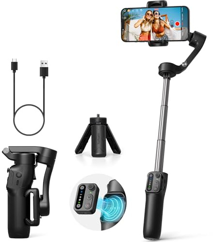 hohemGimbal Smartphone iSteady X3 SE Plus, 3-Achsen Gimbal Stabilisator, leichtes & faltbares Design mit abnehmbarem Fernbedienung, ausziehbarer Stange, 11-Stunden-Akku, Gimbal Ideal für Vlogging