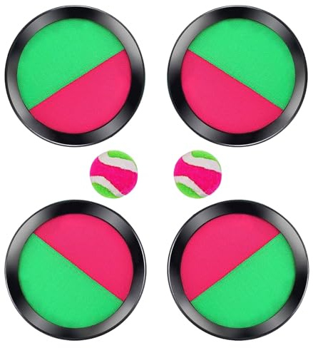 SSKHE Strandspiele Wurfspiel,Wasserdicht Paddel mit 4 Schläger und 2 Bälle Strandspielzeug Klettball,Fangwurf-Set,Catch Throw Skill-Lernspielzeug,Strandspielzeug Wurfspiel