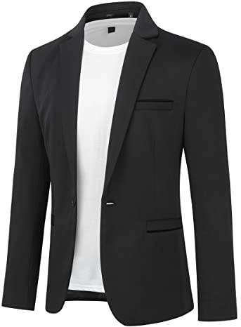 Allthemen Herren Sakko Sportlich Modern Stretch Blazer Männer Slim Fit Freizeit Jackett Business Anzugjacke Schwarz L