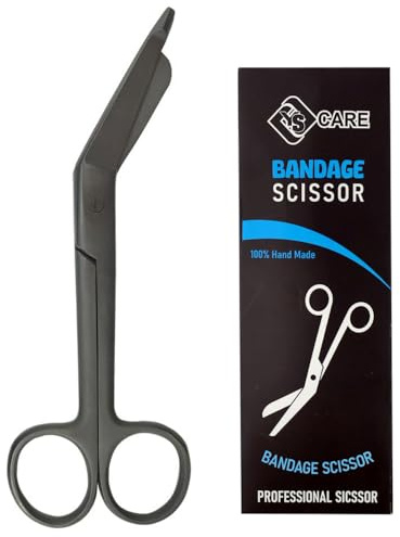 YSCARE Chirurgische professionelle Verbandschere Blasenverbände, Pflegeschere, Chirurgischer Edelstahl, Schüler-Trainingsschere (Schwarz, 16.5 cm)