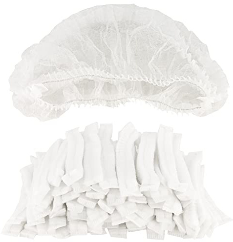 B-well Feather 100 Stück Einweg Nicht Gewebt Bouffant Kappen Einweg Haarhaube Haarnetz 53,3 cm mit elastischem Stretch-Band (Weiss)