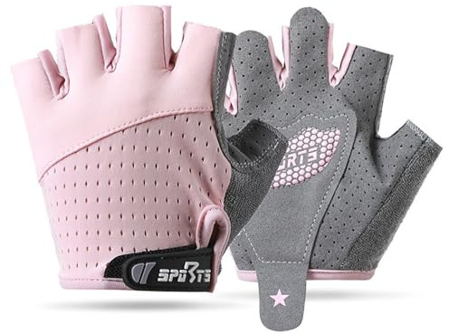 FYting Fahrradhandschuhe Kinder,Reithandschuhe Kinder,Fingerlose Handschuhe,Bequeme Atmungsaktive, Schutzpalmen für Eislauf, Roller,Sportarten Im Freien, Sportunterricht(Rosa,M)