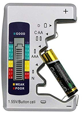 iwobi Digitaler Universal-Batterietester, für Knopfzellen AAA/AA/C/D, 1,5 V-9 V, Mini-Batterien, zufällige Farbe
