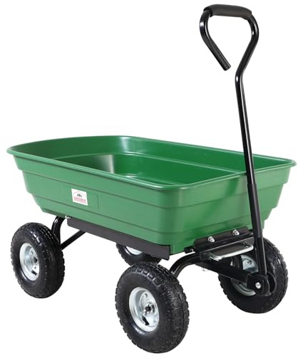 GARDEBRUK® Bollerwagen mit Kippfunktion 300kg Belastbar 4 Profil Gelände Räder Luftbereift Lenkachse 75L Groß Transportwagen Handwagen Gartenwagen