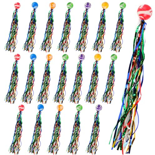 Bafumiu Packung mit 20 Flummis für Kinder, Hüpfbälle mit buntem Schweif, Mitbringsel Kinder, Kindergeburtstag Mitgebsel, perfekt für Partyspiele und als Flummis für Kindergeburtstage.