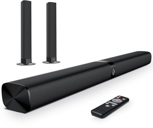 GarageRock Soundbar für TV Geräte, Teilbare 2-in-1 TV Soundbr mit Automatischer Lautstärkeanpassung,Soundbar for TV/PC/Beamer