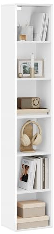 WOLTU Bücherregal mit 6 Fächern, Würfelregal freistehend, Standregal, Büroregal Aufbewahrungsregal Aktenregal, aus Holzwerkstoff, 30x158,5x24 cm(BxHxT), SK003ws6