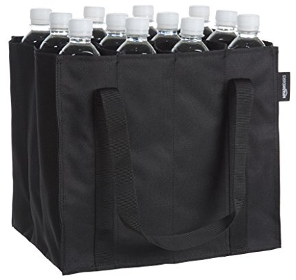 Amazon Basics Flaschentasche, 12 Fächer, 0.75 l Flaschen, Schwarz, Einfarbig