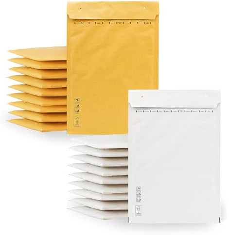 m-office Luftpolsterumschläge, Luftpolsterumschläge, Kraft-Weiß, Versandtaschen für Pakete, verschiedene Größen, Versandtaschen · m-office (100 x 165 mm, 20 Stück)