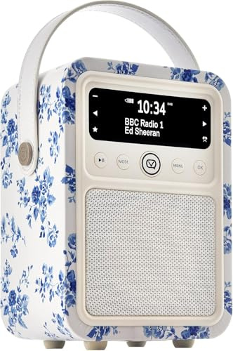 Laura Ashley Monty Dab+/Dab Radio mit Bluetooth, UKW und Radioweckerfunktion durch VQ – Stromversorgung über Netzteil und Akku, tragbares Radio mit Antenne, Kopfhöreranschluss und USB-Ladeanschluss –