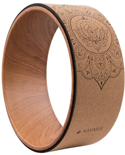 Navaris Yoga Rad Wheel aus Kork - 33 cm Yogarad für Pilates Gymnastik - Yoga Rolle - Fitness Ring für Stretching - Rückenrolle