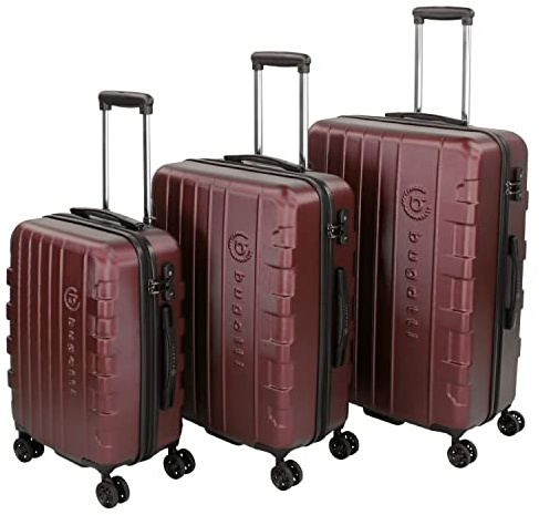 Bugatti Hartschalen Kofferset Galatea (S, M & L) - 4 Rollen 3er Reisekoffer Set, Rot mit TSA Zahlenschloss