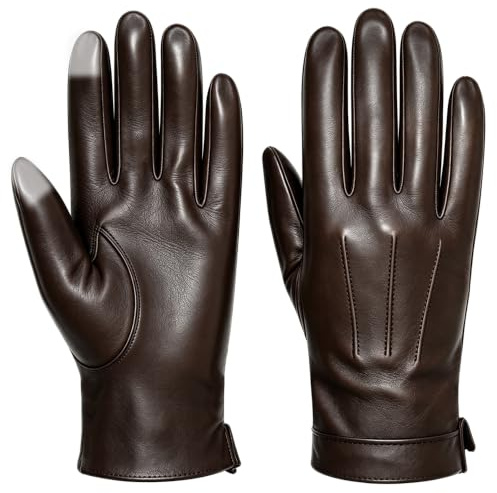 Harssidanzar Herren Lederhandschuhe Kaschmir gefüttert Warm Touchscreen Handschuhe SM052EU
