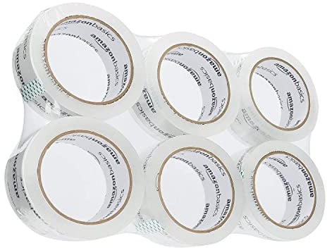Amazon Basics Transport und Packband, Kristall klar, 6 Stück, Standardweit: 4,7 cmW x 49,9 m