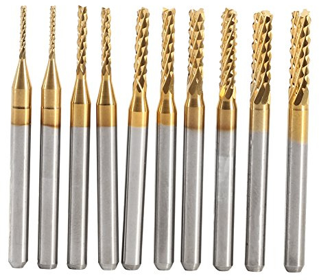 Watris Veiyi 10 Stücke Fräsbohrer Metall, 1.0-3.0mm CNC Fräser, Schaftfräser Titan Set, für Holz Weichmetalle