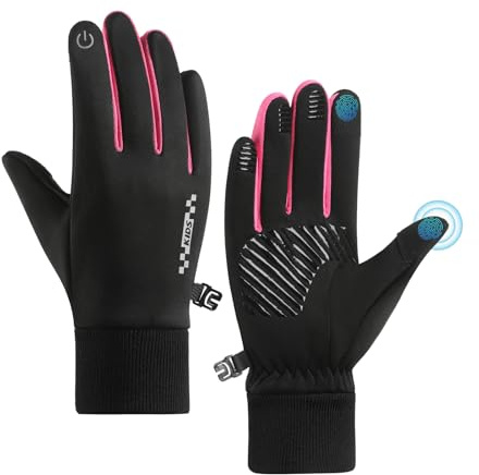 Long Keeper Kinder Fahrradhandschuhe rutschfest Radsport-Handschuhe für Jungen Mädchen Touchscreen Warme Winter Sporthandschuhe Kinder Fahrrad Klettern Fußball