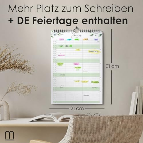 Familienplaner 2026 – Familienkalender Wandkalender mit 5 Spalten groß | Jan–Dez 2026 · 5 Spalten für die ganze Familie · Termine, Schule & Geburtstage · groß & zum Aufhängen