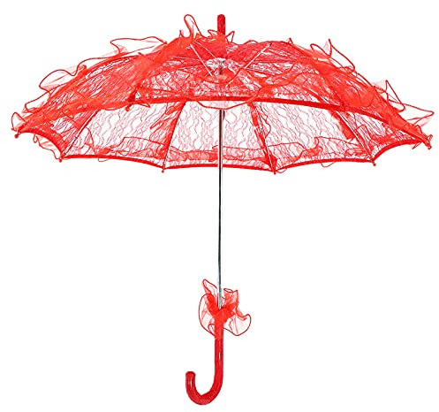 Hochzeit Regenschirm Sonnenschirm Spitze Tanzen Hochzeit Regenschirm für Dame (Rot)
