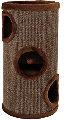 lionto Kratztonne aus Sisal mit Spielball & Plüschrand, Höhe 50 cm, Stabiler Kratzbaum für kleine & große Katzen, perfekte Krallenpflege & Beschäftigung, viele Versteckmöglichkeiten, Ø 36 cm, braun