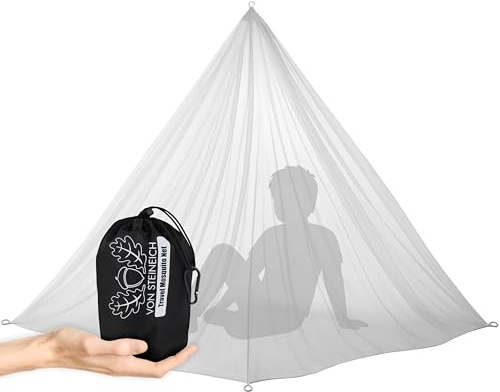 VON STEINEICH® Moskitonetz [Reise] Handliches Reise Moskitonetz | 220cm x 170cm | Super leichtes Reise Mückennetz in praktischer Reisetasche | Perfekt für Wandern, Camping und Urlaub | Mückennetz Bett