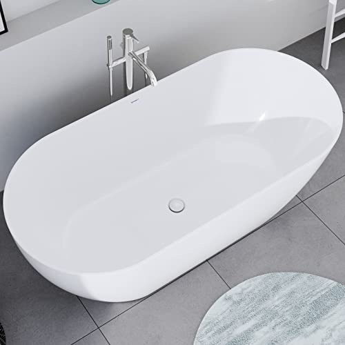 Duravit DuraMuna Freistehende Badewanne 150 x 75 cm aus Acryl in Weiß glänzend mit doppelwandiger Konstruktion, Rückenschrägen und Push-Open-Ablauf