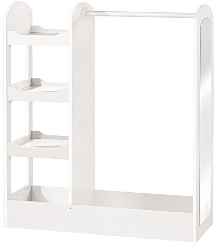 roba Garderobe, mit Kleiderständer, Regal, Kleiderstange & grossem Spiegel; aus Holz weiß lackiert