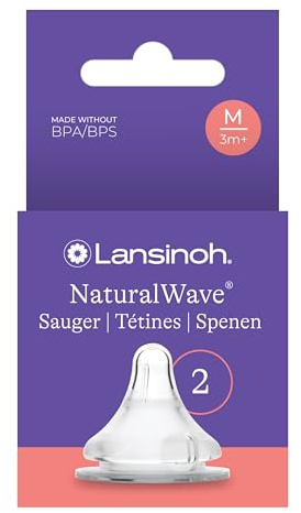 Lansinoh NaturalWave Sauger, Gr. M - mittlerer Milchfluss - ab dem 3. Monat, 2 Stück
