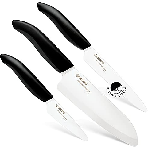 Kyocera Gen Messer WHBK 3er Set Keramikmesser, Keramik, Schwarz, 3-teiliges Messerset, 3
