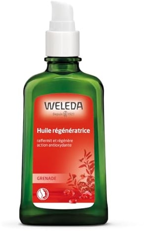 WELEDA Bio Granatapfel Körperöl - ätherisches Naturkosmetik Hautpflege Massageöl / Pflegeöl mit Jojobaöl, Sesamöl & Macadamia Öl strafft die Haut & mindert Zeichen der Hautalterung (vegan / 100ml)
