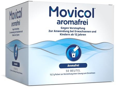 Movicol® Dosierbeutel, aromafrei, 50 Beutel, gegen Verstopfung bei Erwachsenen & Kindern ab 12 Jahren, Abführmittel, hydratisiert, weicht den Stuhl auf & regt so die natürliche Darmbewegung wieder an