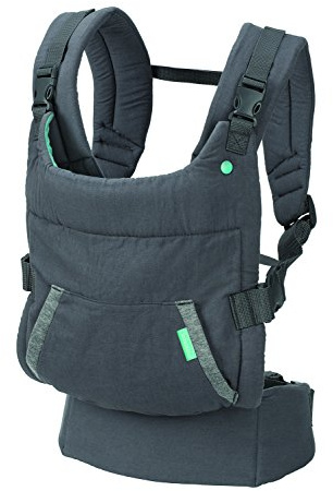 Infantino Cuddle Up Babytrage – Ergonomische Babytrage mit Teddy-Kapuze und verstellbaren Schultergurten – Für Säuglinge und Kleinkinder von 5,4-18 kg, grau