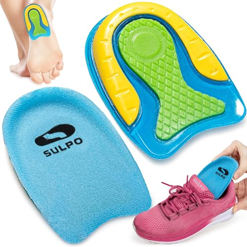 Sulpo 1 Paar Fersensporn Einlagen Fersenkissen Gel Fersenpolster zur Linderung von Plantarfasziitis, Fersensporn und Achillesschmerzen Größe S (36-39)