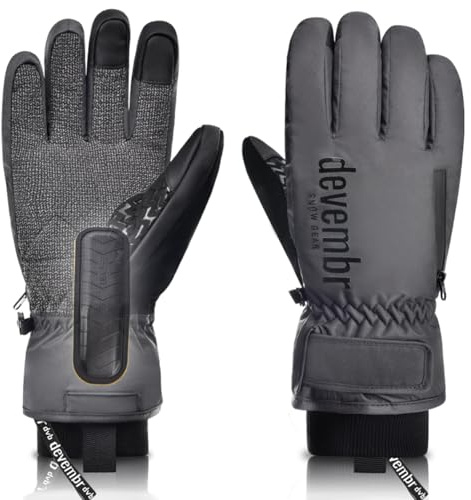 devembr Skihandschuhe mit Handgelenkschutz und Untermanschetten-Design, Snowboardhandschuhe Touchscreen