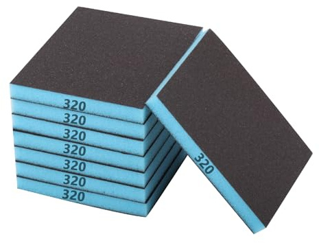 8 Stück Schleifschwamm 320 Körnung, Nass-Trocken Schleifblock, Schleifpads, Flexibles Schleif schwämme für Holz Metall Kunststoff Gipskarton Trockenbau(12 x 10 x 1,3 cm)
