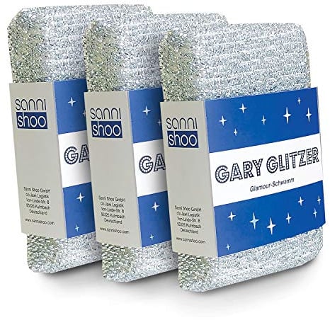 Gary Glitzer Wunderschwamm Glänzerkissen 3er Set | Schwamm für kratzfreie Reinigung von Küche, Bad & Ceranfeld; Spülmaschinenfester Topfschwamm Made in Europe