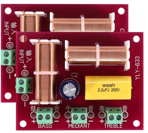 Iegefirm 2 StüCke 200W 3 Wege Audio Lautsprecher Crossover HöHen + Mittel TöNer + UnabhäNgige Crossover Lautsprecher Filter Frequenz Teiler