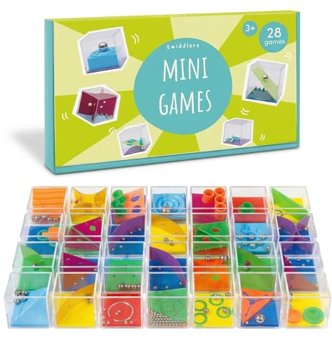 THE TWIDDLERS 28-teiliges Geduldsspiele und Knobelspiele Set für Kinder und Erwachsene - Mini Labyrinth Puzzle Würfel als Mitgebsel für Kindergeburtstag, Adventskalender und Gastgeschenke