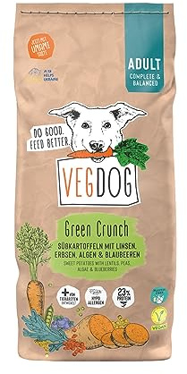 VEGDOG Green Crunch hypoallergenes Trockenfutter (5 kg) | Adulte Hunde | ohne Gluten, Getreide und Soja | Alleinfutter für Allergiker mit Erbsenprotein