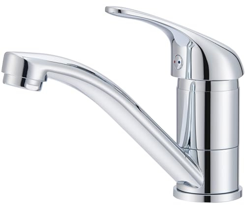 HanCrobiyx Wasserhahn Bad Klein Waschtischarmatur, Waschbecken Armaturen 360° Drehbar, Armatur Badezimmer Einhebelmischer Mischbatterie mit Auslauf Höhe 87 mm, Kaltes & Heißes Wasser, Chrom