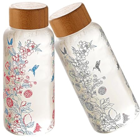 KEORHEZ 2 Flaschen À 350 Ml Glass Water Bottle Ändert Die Farbe Glas Trinkflasche Glasflasche Ändern Sie Die Farbe Wenn Sie Kälte Ausgesetzt Sind