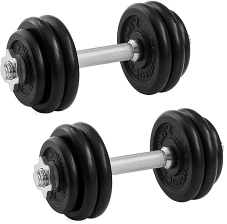 SONGMICS Hanteln, Hantelset aus Gusseisen, Kurzhanteln, 2 x 15 kg, verstellbar, Workout, Fitnesstraining, Gewichtheben für Zuhause, Fitnessstudio, tintenschwarz SYL30T